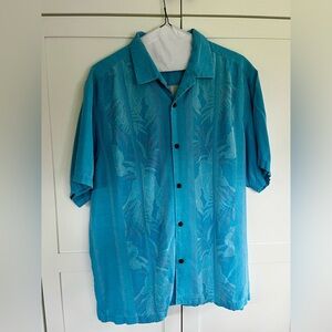 Tommy Bahama Blue Embroidered Button-Up XXL